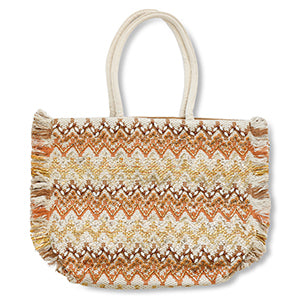 Strandtasche Beige-brown-gold