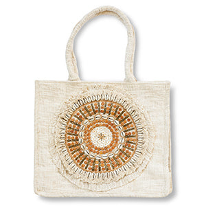 Strandtasche Off white-brown-gold