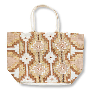 Strandtasche Beige-brown-gold